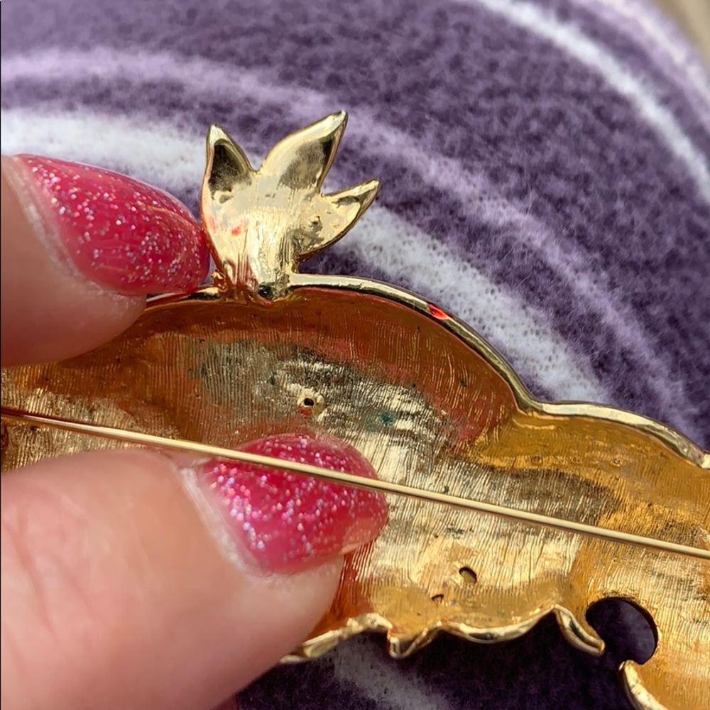 Modern Large Parrot Enamel & Rhinestone Brooch - Picture 16 of 16